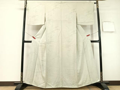 平和屋着物●上質な色無地　浜松地紋　青磁鼠色　正絹　逸品　未使用　CABG7773vp