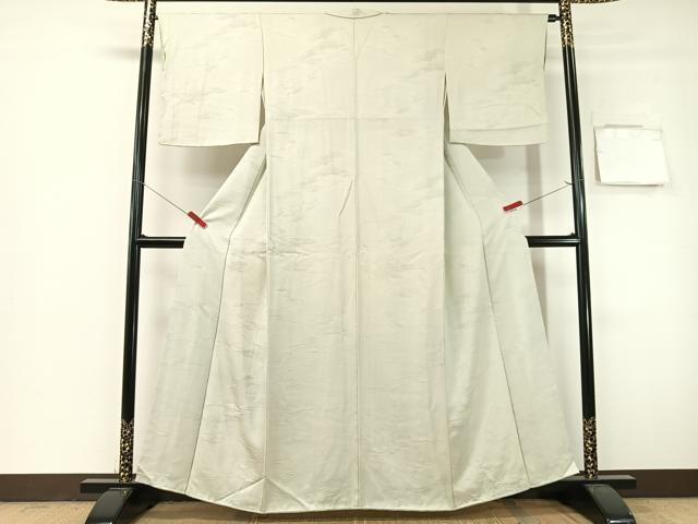平和屋着物●上質な色無地　浜松地紋　青磁鼠色　正絹　逸品　未使用　CABG7773vp