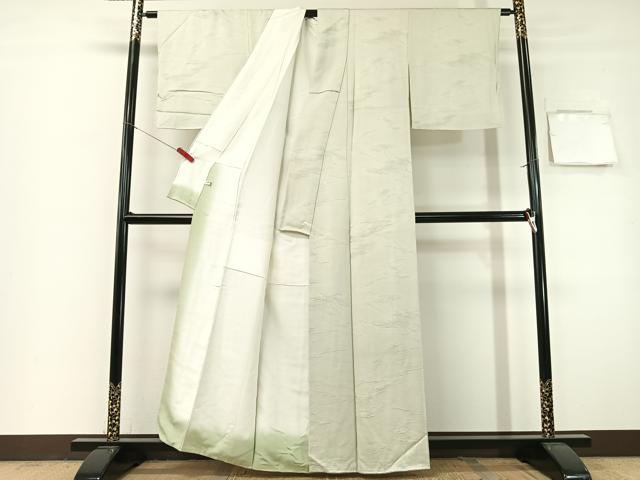 平和屋着物●上質な色無地　浜松地紋　青磁鼠色　正絹　逸品　未使用　CABG7773vp