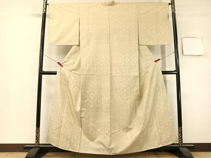 平和屋着物●結城紬　100亀甲　横段吉祥文　正絹　逸品　未使用　CABG7778vp