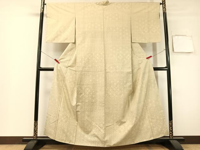 平和屋着物●結城紬　100亀甲　横段吉祥文　正絹　逸品　未使用　CABG7778vp