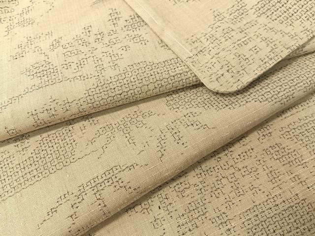 平和屋着物●結城紬　80亀甲　雲取り笹花文　ロング丈　正絹　逸品　未使用　CABG7779vp