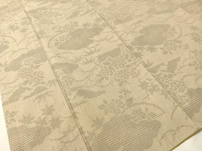 平和屋着物●結城紬　80亀甲　雲取り笹花文　ロング丈　正絹　逸品　未使用　CABG7779vp
