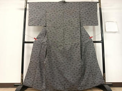 平和屋着物●本場大島紬　7マルキ　草花文　正絹　逸品　CABG7780vp