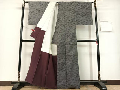 平和屋着物●本場大島紬　7マルキ　草花文　正絹　逸品　CABG7780vp