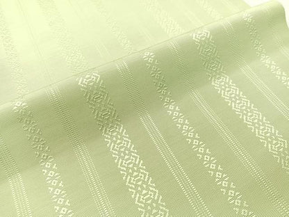 平和屋着物●本場筑前博多織　八寸名古屋帯　献上　白緑色　正絹　逸品　CABG7783vp
