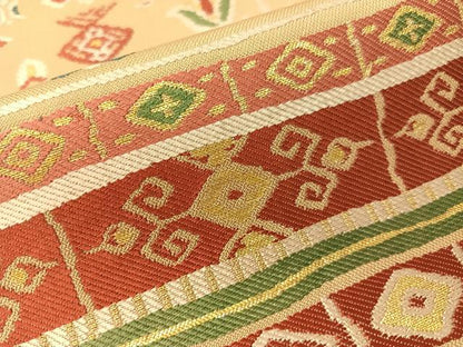平和屋着物●六通柄　本袋帯　更紗横段文　金糸　正絹　逸品　CABG7785vp