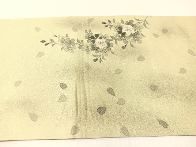 平和屋着物●手描友禅作家　澤井豊泉　両面　太鼓柄袋帯　草花文　金通し地　正絹　逸品　CABG7787vp
