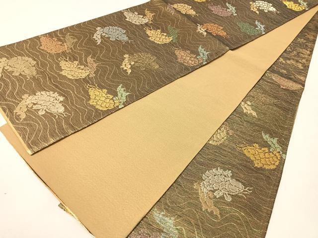 平和屋着物●六通柄袋帯　荒磯　金銀糸　正絹　逸品　CABG7793vp