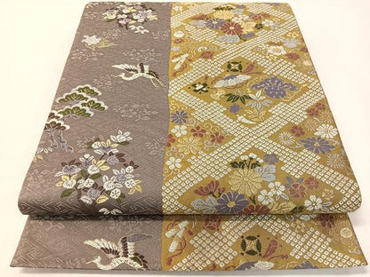 平和屋着物●六通柄袋帯　宝尽くし動物花文　金糸　正絹　逸品　CABG7795vp