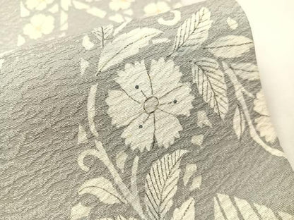 平和屋着物●東京友禅　菅有鬼一　六通柄袋帯　手描き　花唐草吉祥文　銀通し地　正絹　逸品　CABG7796vp