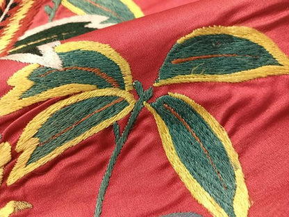平和屋着物●アンティーク　大正ロマン　総手刺繍　九寸名古屋帯　尾長鳥　正絹　逸品　CABG7798vp