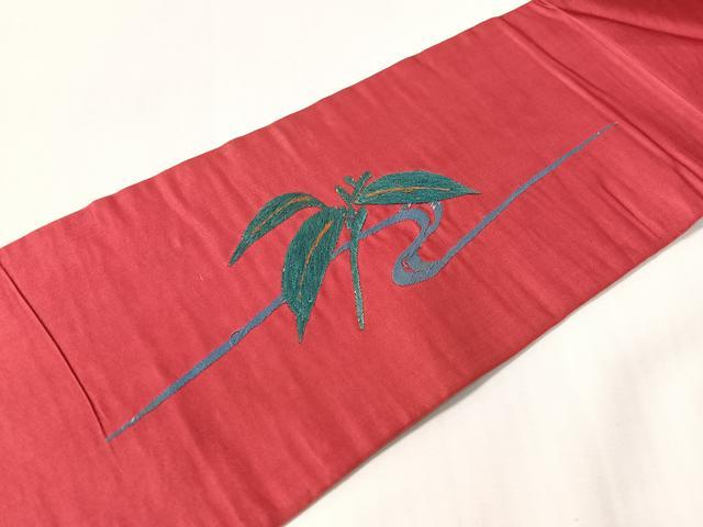 平和屋着物●アンティーク　大正ロマン　総手刺繍　九寸名古屋帯　尾長鳥　正絹　逸品　CABG7798vp