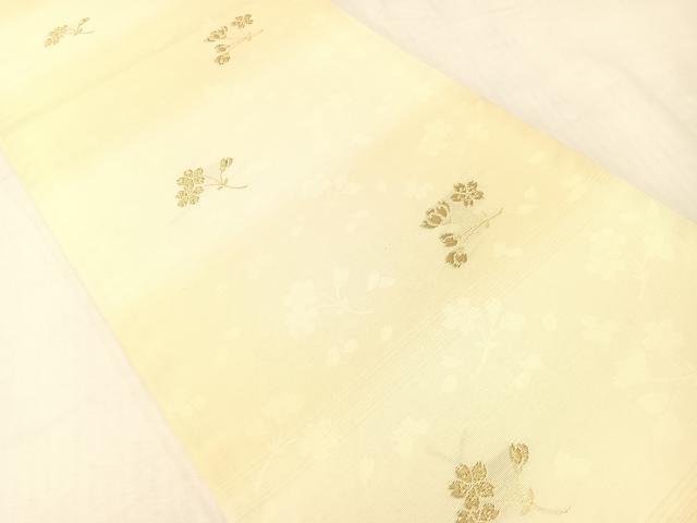 平和屋着物●全通柄袋帯　草花文　金糸　正絹　逸品　CABG7799vp