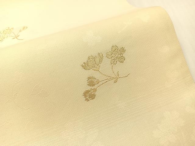 平和屋着物●全通柄袋帯　草花文　金糸　正絹　逸品　CABG7799vp