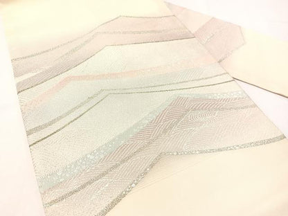 平和屋着物●九寸名古屋帯　綴れ　立波箔散らし　銀糸　正絹　逸品　CABG7804vp