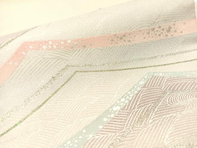 平和屋着物●九寸名古屋帯　綴れ　立波箔散らし　銀糸　正絹　逸品　CABG7804vp