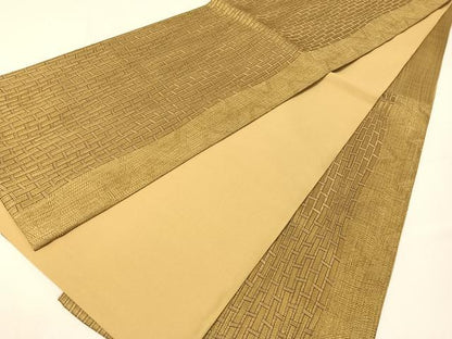 平和屋着物●本場筑前博多織　六通柄袋帯　籬文様　金糸　正絹　逸品　CABG7809vp