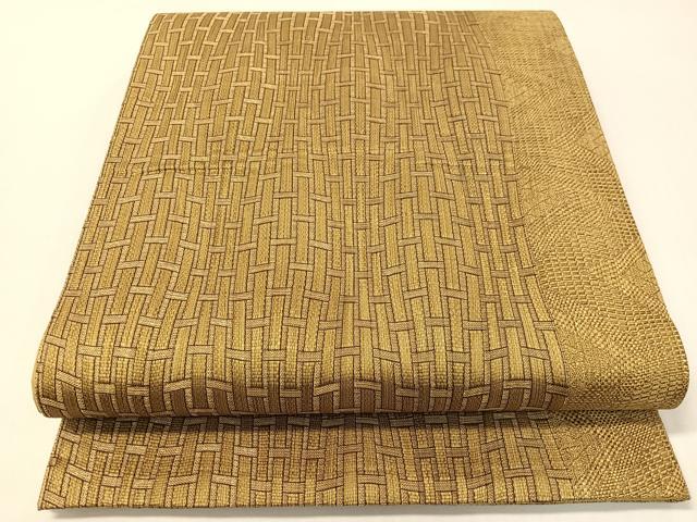 平和屋着物●本場筑前博多織　六通柄袋帯　籬文様　金糸　正絹　逸品　CABG7809vp
