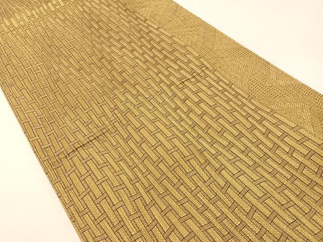 平和屋着物●本場筑前博多織　六通柄袋帯　籬文様　金糸　正絹　逸品　CABG7809vp