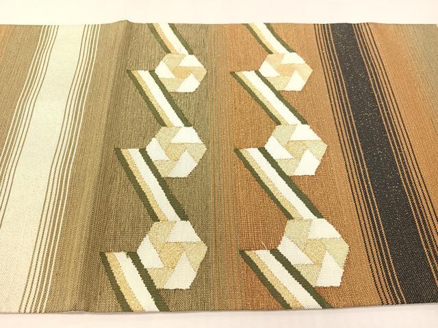 平和屋着物●太鼓柄袋帯　横段吉祥文　金糸　正絹　逸品　未使用　CABG7813vp