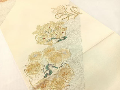 平和屋着物●六通柄袋帯　粋　草木丸文　金銀糸　正絹　逸品　CABG7815vp