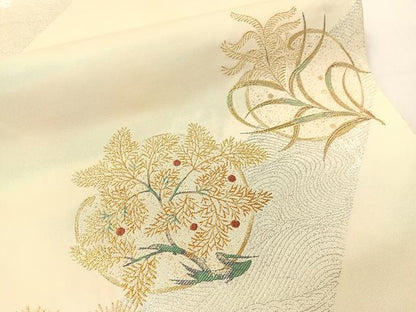 平和屋着物●六通柄袋帯　粋　草木丸文　金銀糸　正絹　逸品　CABG7815vp