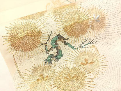 平和屋着物●六通柄袋帯　粋　草木丸文　金銀糸　正絹　逸品　CABG7815vp