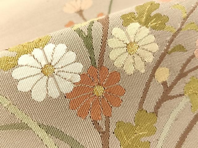平和屋着物●爪掻き本綴れ　八寸名古屋帯　花蝶文　金糸　正絹　逸品　CABG7817vp