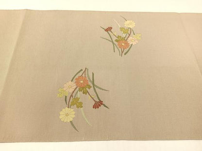 平和屋着物●爪掻き本綴れ　八寸名古屋帯　花蝶文　金糸　正絹　逸品　CABG7817vp