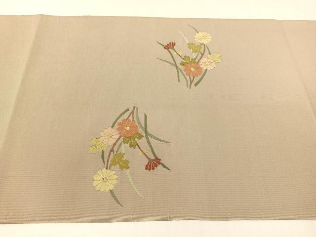 平和屋着物●爪掻き本綴れ　八寸名古屋帯　花蝶文　金糸　正絹　逸品　CABG7817vp