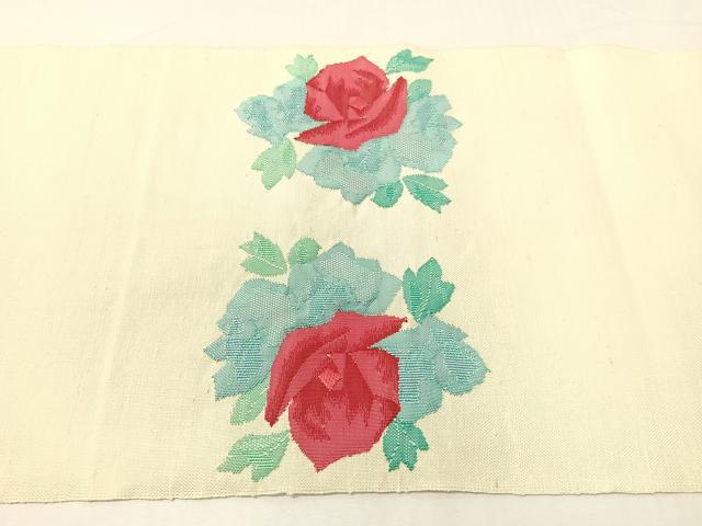 平和屋着物●八寸名古屋帯　紬地　草花文　正絹　逸品　CABG7818vp