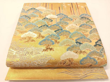 平和屋着物●東京友禅　熊谷好博子　太鼓柄袋帯　寿松　金糸　引箔　正絹　逸品　CABG7819vp