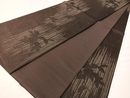 平和屋着物●全通柄袋帯　枝葉シルエット　金糸　正絹　逸品　CABG7823vp