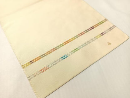 平和屋着物●爪掻き本綴れ　八寸名古屋帯　作家物　横段文　金銀糸　正絹　逸品　CABG7825vp