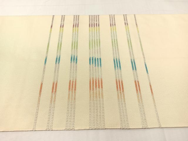 平和屋着物●爪掻き本綴れ　八寸名古屋帯　作家物　横段文　金銀糸　正絹　逸品　CABG7825vp