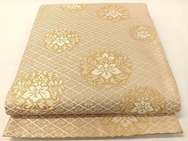 平和屋着物●六通柄袋帯　唐織　更紗唐草丸文　金糸　正絹　逸品　CABG7828vp