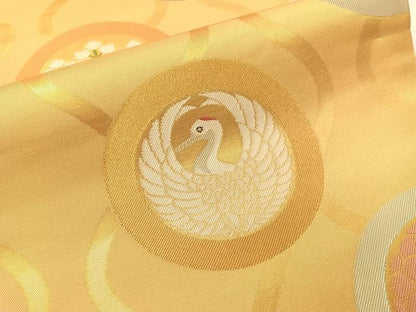 平和屋着物●織物一筋名門　織悦　全通柄　本袋帯　立涌花鳥蝶丸文　金糸　正絹　逸品　未使用　CABG7830vp