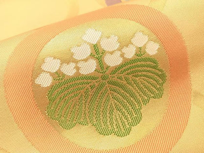 平和屋着物●織物一筋名門　織悦　全通柄　本袋帯　立涌花鳥蝶丸文　金糸　正絹　逸品　未使用　CABG7830vp