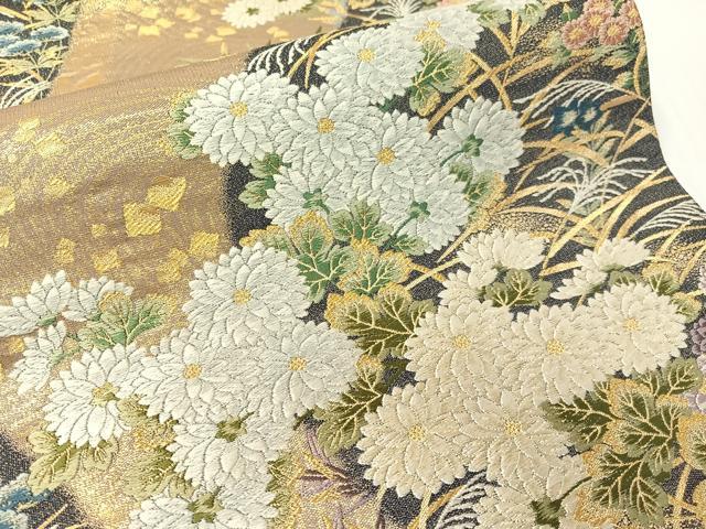 平和屋着物●六通柄袋帯　唐織　草花箔散らし　金糸　正絹　逸品　CABG7838vp