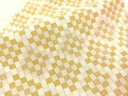 平和屋着物●爪掻き本綴れ　八寸名古屋帯　市松菱文　金糸　正絹　逸品　CABG7842vp
