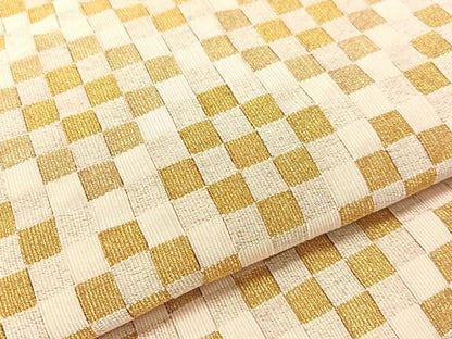 平和屋着物●爪掻き本綴れ　八寸名古屋帯　市松菱文　金糸　正絹　逸品　CABG7842vp