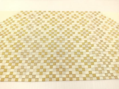 平和屋着物●爪掻き本綴れ　八寸名古屋帯　市松菱文　金糸　正絹　逸品　CABG7842vp