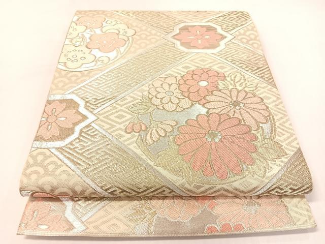 平和屋着物●西陣　川島織物　六通柄　本袋帯　花丸文　金銀糸　正絹　逸品　CABG7843vp