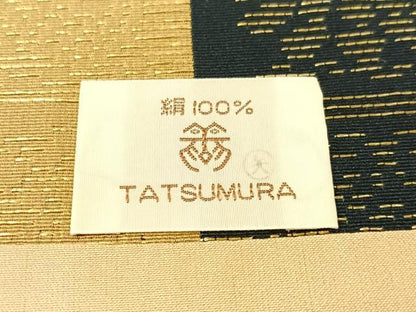 平和屋着物●龍村美術織物　九寸開き名古屋帯　遠州七宝　金糸　証紙付き　正絹　逸品　未使用　CABG7844vp