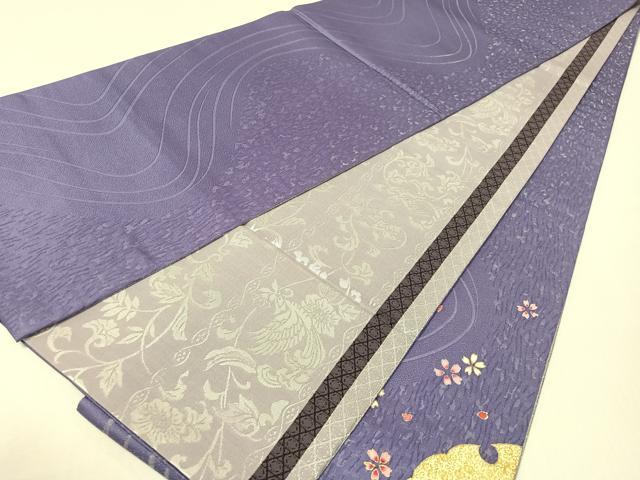 平和屋着物●両面　太鼓柄袋帯　流水雪輪花文　銀通し地　正絹　逸品　未使用　CABG7845vp