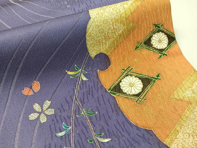 平和屋着物●両面　太鼓柄袋帯　流水雪輪花文　銀通し地　正絹　逸品　未使用　CABG7845vp