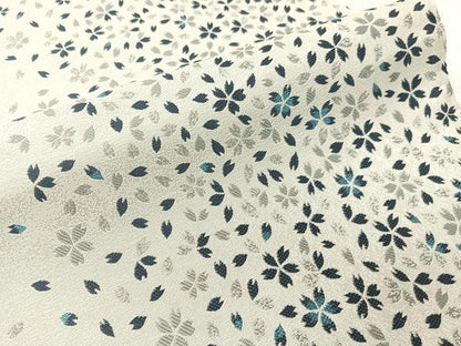 平和屋着物●両面　全通柄袋帯　藍　舞桜　正絹　逸品　未使用　CABG7847vp