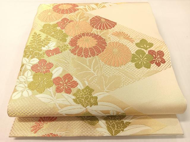 平和屋着物●西陣　川島織物　六通柄　本袋帯　唐織　菊花文　金糸　正絹　逸品　CABG7849vp