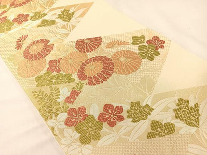 平和屋着物●西陣　川島織物　六通柄　本袋帯　唐織　菊花文　金糸　正絹　逸品　CABG7849vp